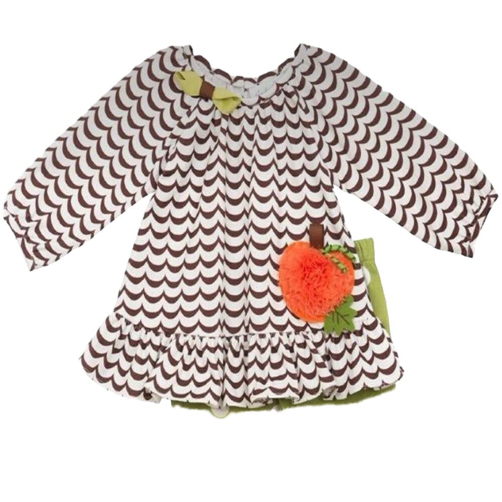 Emily Rose Brown Stripe Scallop Pumpkin Top - Girls 8